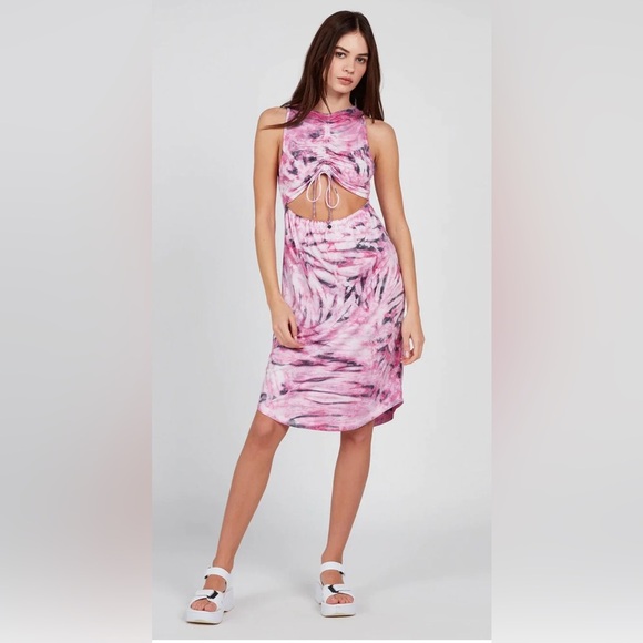 Volcom Tiedoll Wave reversible‎ pink tie dye effect back cutout Dress size Small - Picture 3 of 10